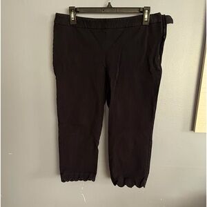 Talbots 10p Chatham Crop Navy Pants Scalloped Hem Side Zip Button Rear Pockets